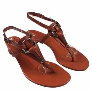 GUCCI Orange T-Strap Horse Bit Heeled Sandals 36.5